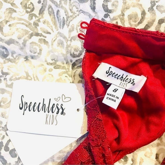 💖 NWT Girl’s Speechless Velvet Bodice Floral Dress – Size 8 - Picture 9 of 13